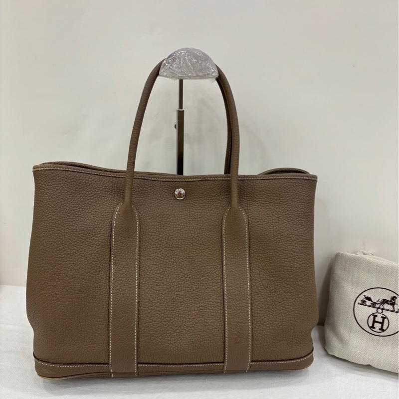 Hermes 愛馬仕 garden party36 花園36大象灰銀扣 X刻-1