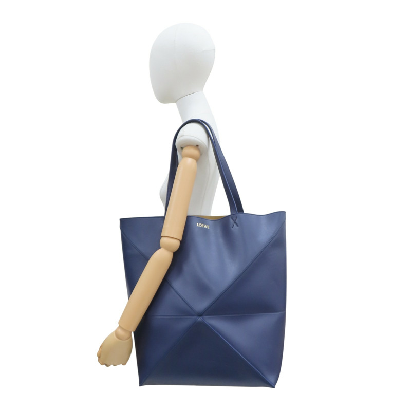 深藍色 牛皮 Blue Puzzle Fold超大型 肩背包【LOEWE 羅威】-7