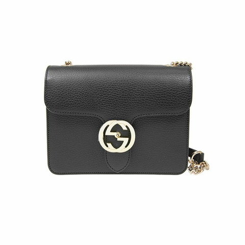 GUCCI 黑色互扣式G鏈條單肩包