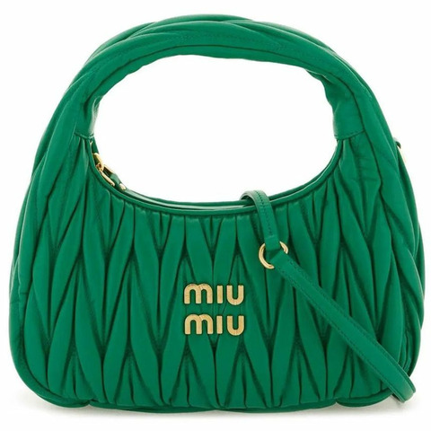 MIU MIU 絎縫金色Logo手提/肩背包 5BC125 N88 F0458