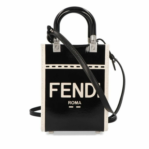 FENDI Sunshine Logo 迷你斜背包 黑色 8BS051 ANT7 F0H9H