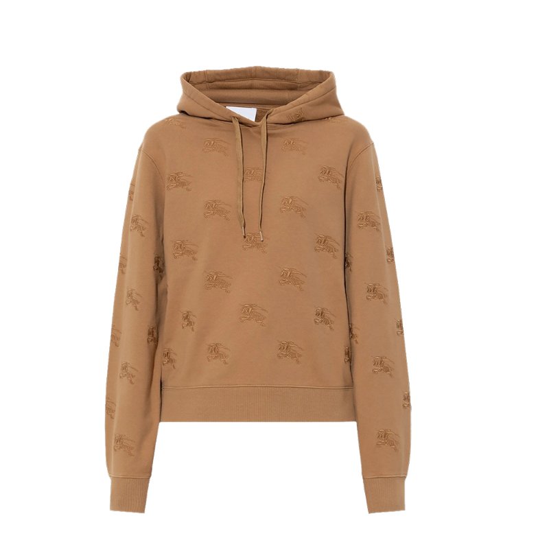 Burberry Embroidered EKD Cotton Hoodie for Women in Camel - 8072091-Camel ( Size: S / M / L )-0