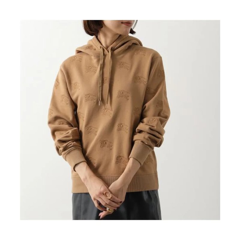 Burberry Embroidered EKD Cotton Hoodie for Women in Camel - 8072091-Camel ( Size: S / M / L )-1