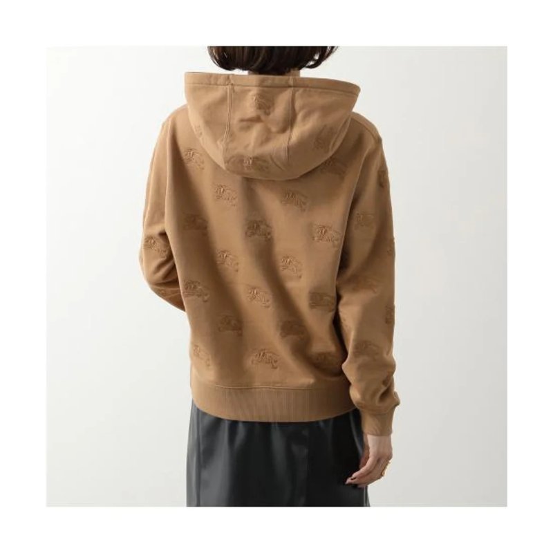 Burberry Embroidered EKD Cotton Hoodie for Women in Camel - 8072091-Camel ( Size: S / M / L )-2