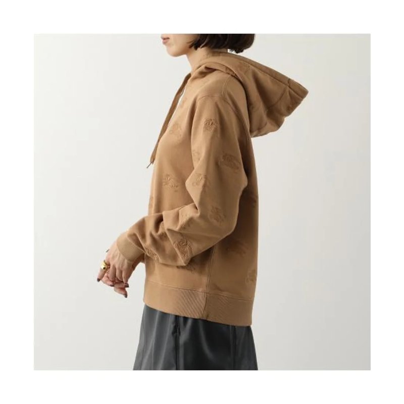 Burberry Embroidered EKD Cotton Hoodie for Women in Camel - 8072091-Camel ( Size: S / M / L )-3