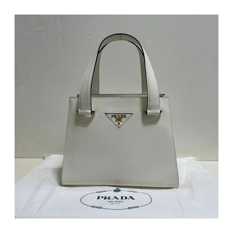 PRADA 三角形Logo Saffiano皮革手提包