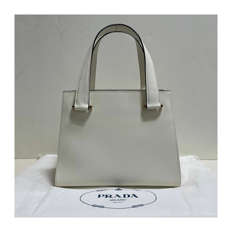 PRADA 三角形Logo Saffiano皮革手提包-1