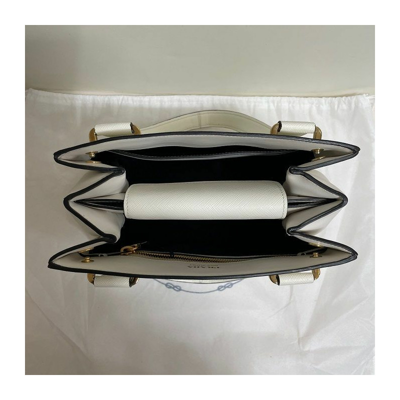 PRADA 三角形Logo Saffiano皮革手提包-4