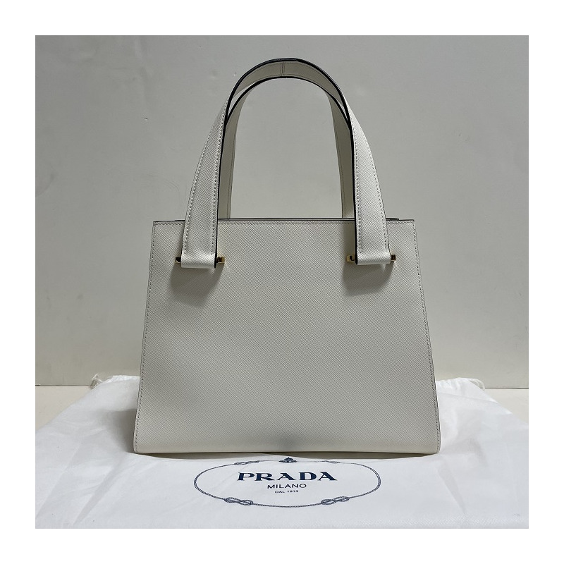 PRADA 三角形Logo Saffiano皮革手提包-8