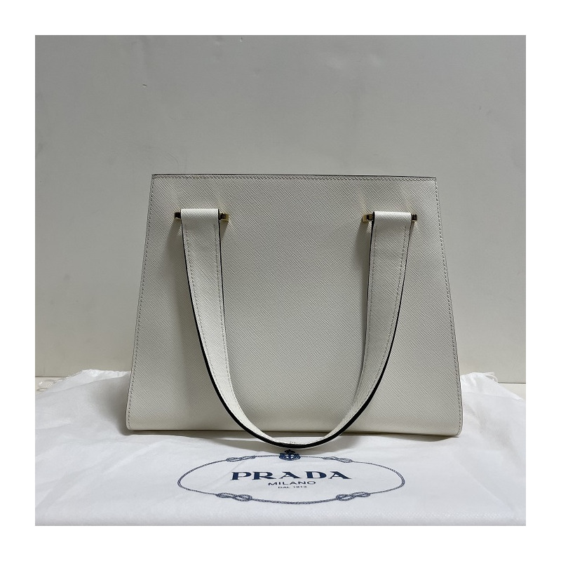 PRADA 三角形Logo Saffiano皮革手提包-10