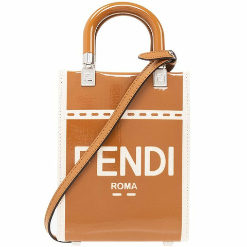 FENDI Sunshine Logo 迷你斜背包焦糖色 8BS051 ANT7 F1LG2