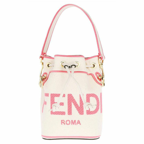 FENDI Montrezzo Logo 迷你水桶包 自然粉紅 8BS010 ANXE