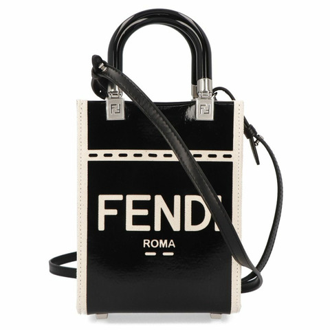 FENDI 23FW Sunshine Logo 迷你斜背包 黑色 8BS051 ANT7