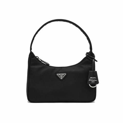 PRADA 三角形標誌 Tessuto Hobo 包 黑色