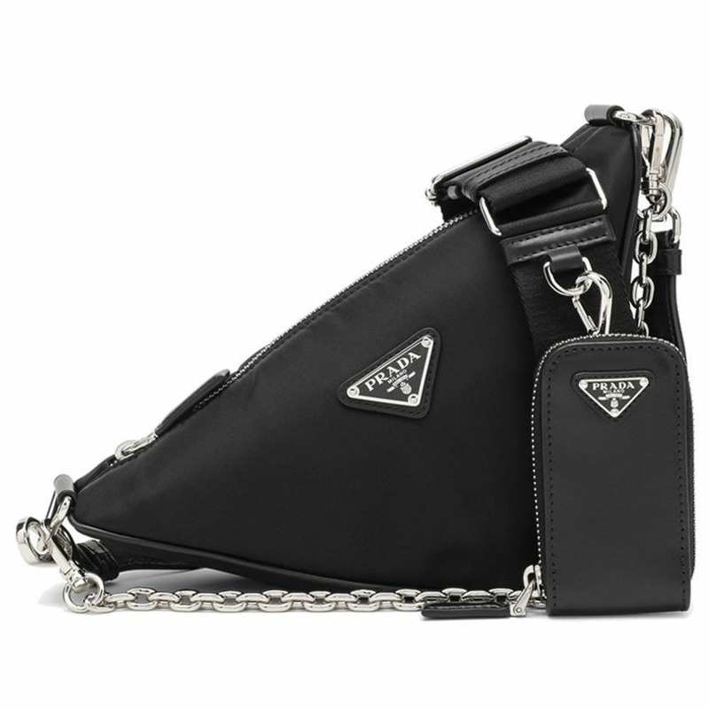 PRADA Logo 三角形單肩/斜背包 1BH190 RDLN F0002-0