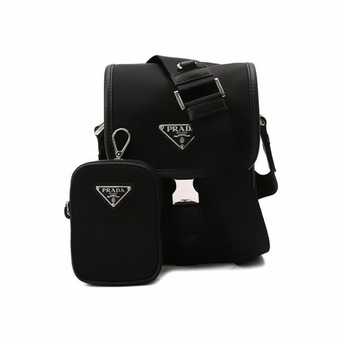 PRADA 三角形標誌斜背包 黑色 2VD043 2DMH F0002