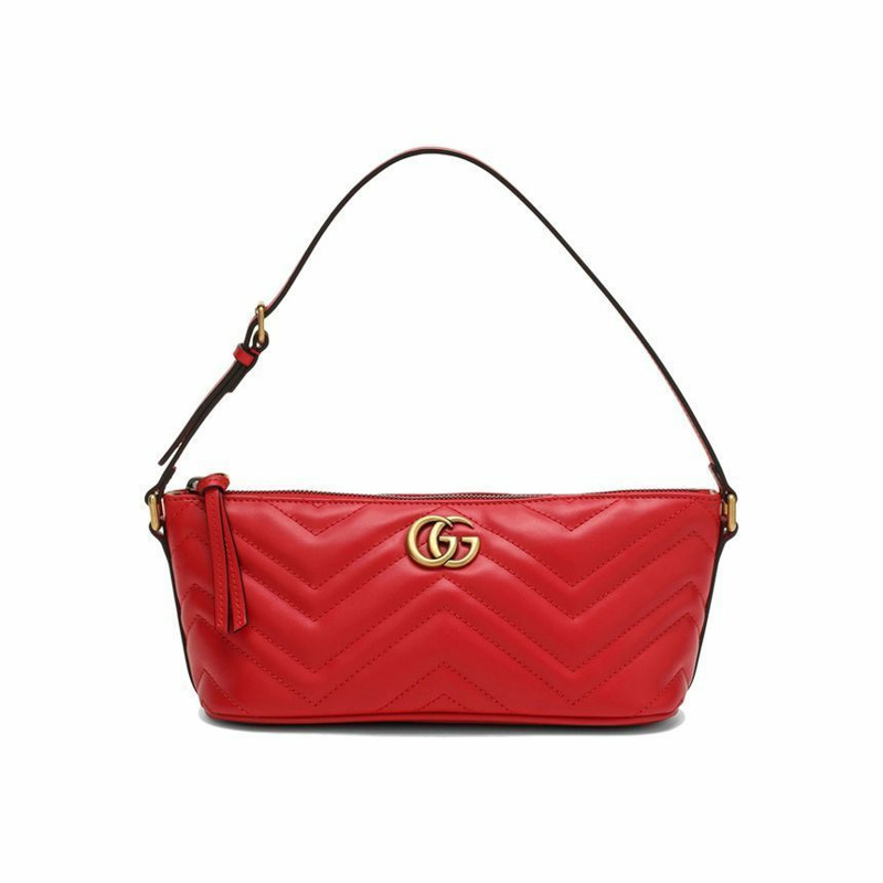 GUCCI GG Marmont 馬特拉塞凸紋單肩包 紅色 739166 AABZB 6832-0