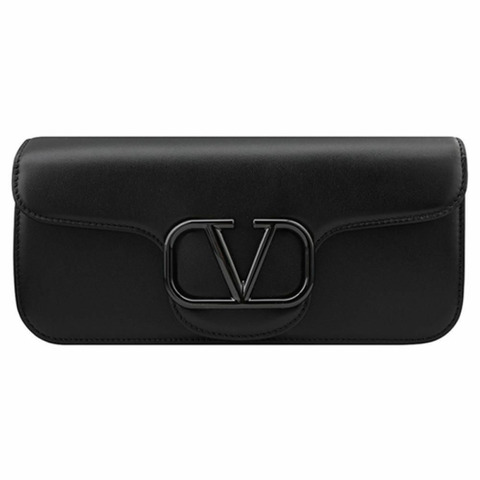 VALENTINO V Logo 皮革斜背包 黑色 3Y2B0B54 VTQ