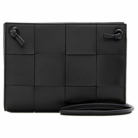 BOTTEGA VENETA Intrecciato 迷你卡式斜背包 黑色 23FW 755842 VCQC2