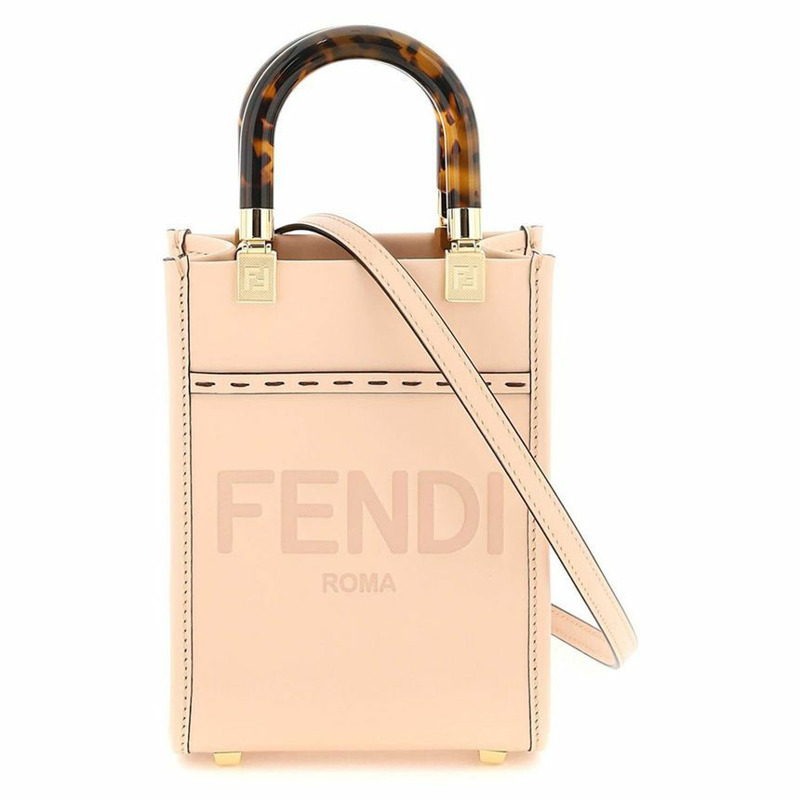 FENDI 23FW Logo Sunshine 迷你斜背包 淺玫瑰色 8BS051 ABVL-0