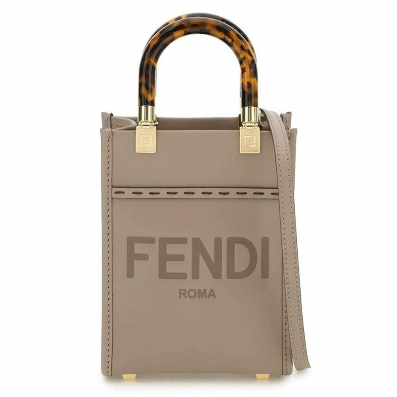 FENDI 23FW Logo Sunshine 迷你斜背包 灰褐色 8BS051 ABVL-0