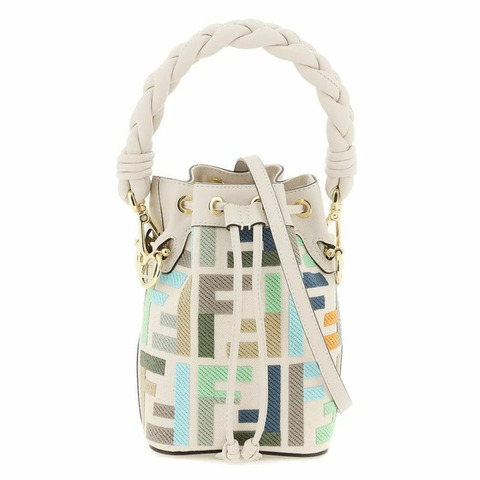 FENDI Montrezzo Logo 迷你水桶包 淺米色 8BS010 ANXC