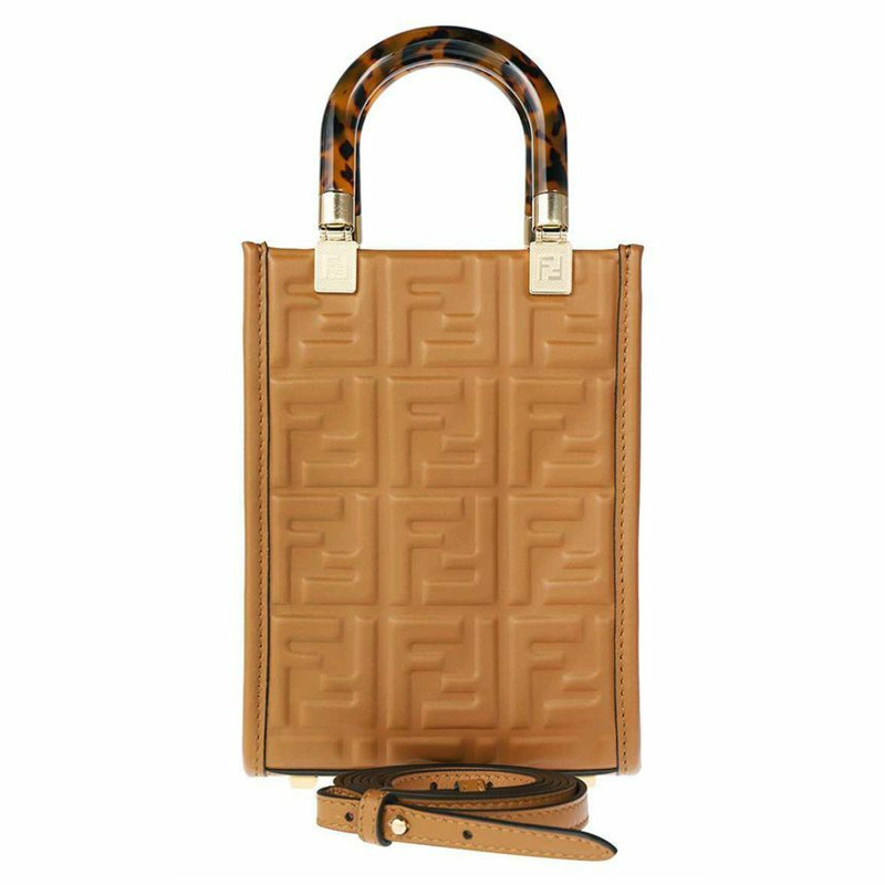 FENDI 23FW Sunshine Logo 迷你斜背包 焦糖色 8BS051 AMCI-0