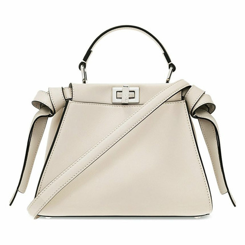 FENDI Peekaboo 迷你托特單肩包 淺米色 8BN244 ANSD