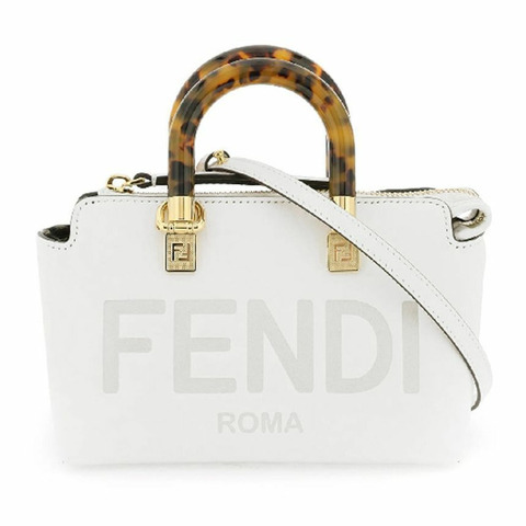 FENDI 迷你波士頓包 白色 8BS067 ABVL F1JTW