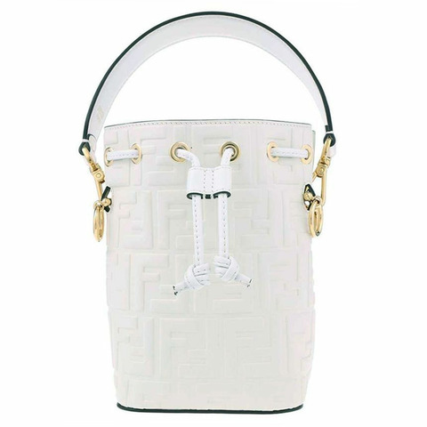 FENDI Montrezzo 迷你 Logo 水桶包 白色 8BS010 A3ZG F0K7E