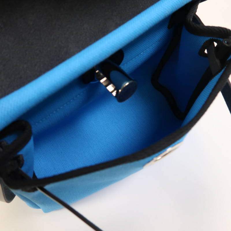 HERMES 帆布Herbag Zip 20銀扣肩背袋Bleu Riviera/Noir-4
