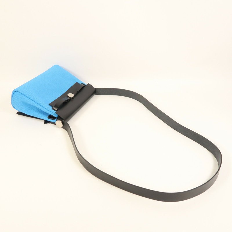 HERMES 帆布Herbag Zip 20銀扣肩背袋Bleu Riviera/Noir-7