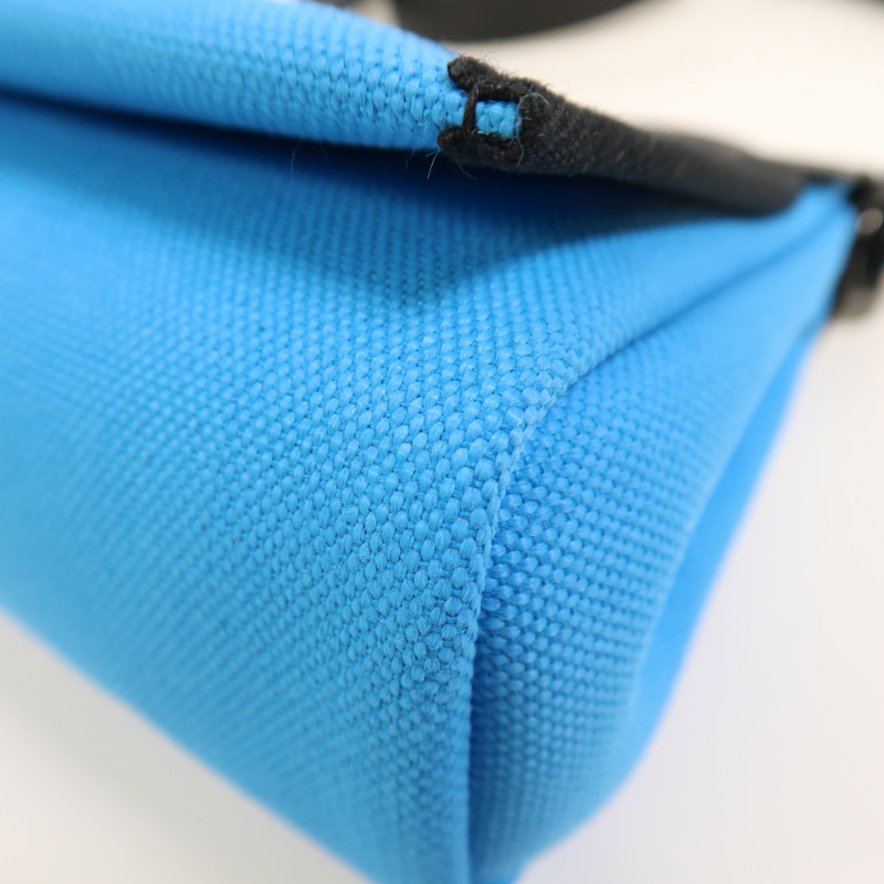 HERMES 帆布Herbag Zip 20銀扣肩背袋Bleu Riviera/Noir-12