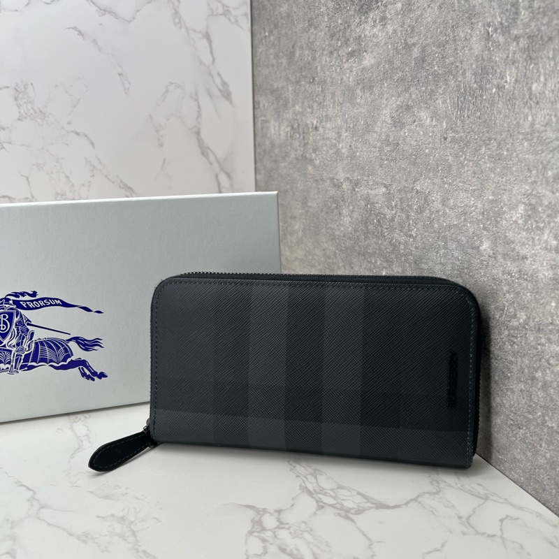 💗香緹國際精品💗 658 Burberry 拉鍊長夾 黑灰格紋 全配😍-0
