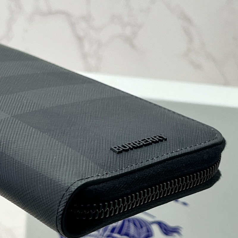 💗香緹國際精品💗 658 Burberry 拉鍊長夾 黑灰格紋 全配😍-4