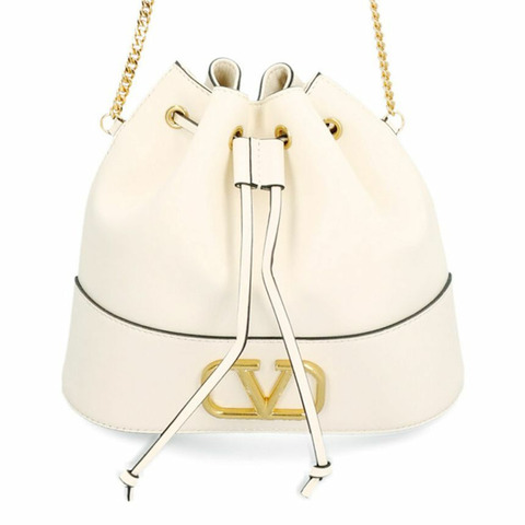 VALENTINO 23FW V Logo 鏈條水桶包 象牙色 3W2P0T83 HPF I16