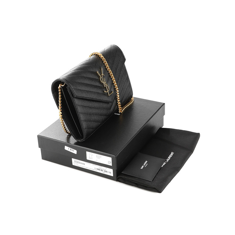 SAINT LAURENT （A_377828 BOW01）女士金色字母圖案斜背包-17