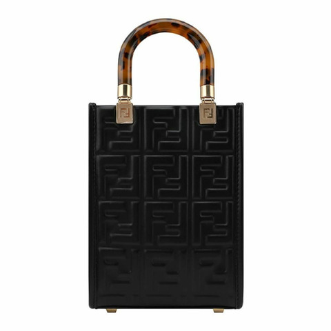 FENDI 陽光迷你斜背包 黑色 8BS051 AMCI