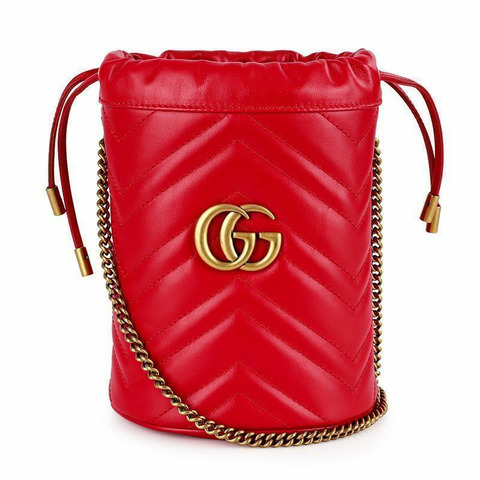 GUCCI GG Matelassé 迷你水桶包（紅）575163 DTDHT 6832