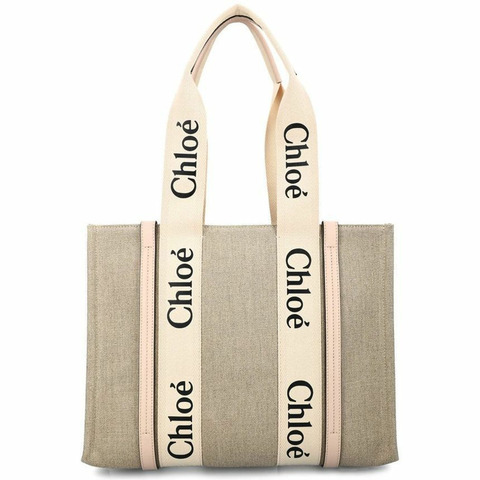 CHLOE Woody 中型手提包 水泥粉紅 6J5