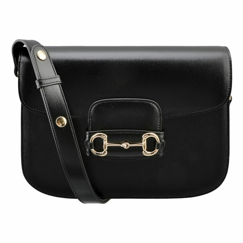 GUCCI 1955 馬銜扣皮革單肩包 黑色 602204 1DB0G 1000-0