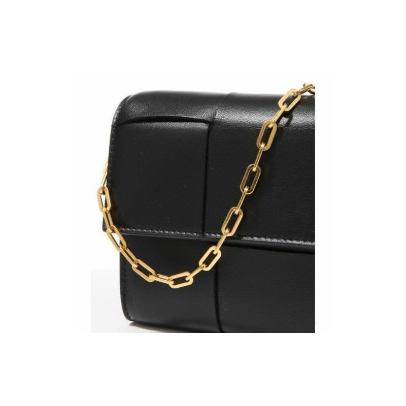 BOTTEGA VENETA 黑色編織鏈單肩包 VCQC4 8425-4