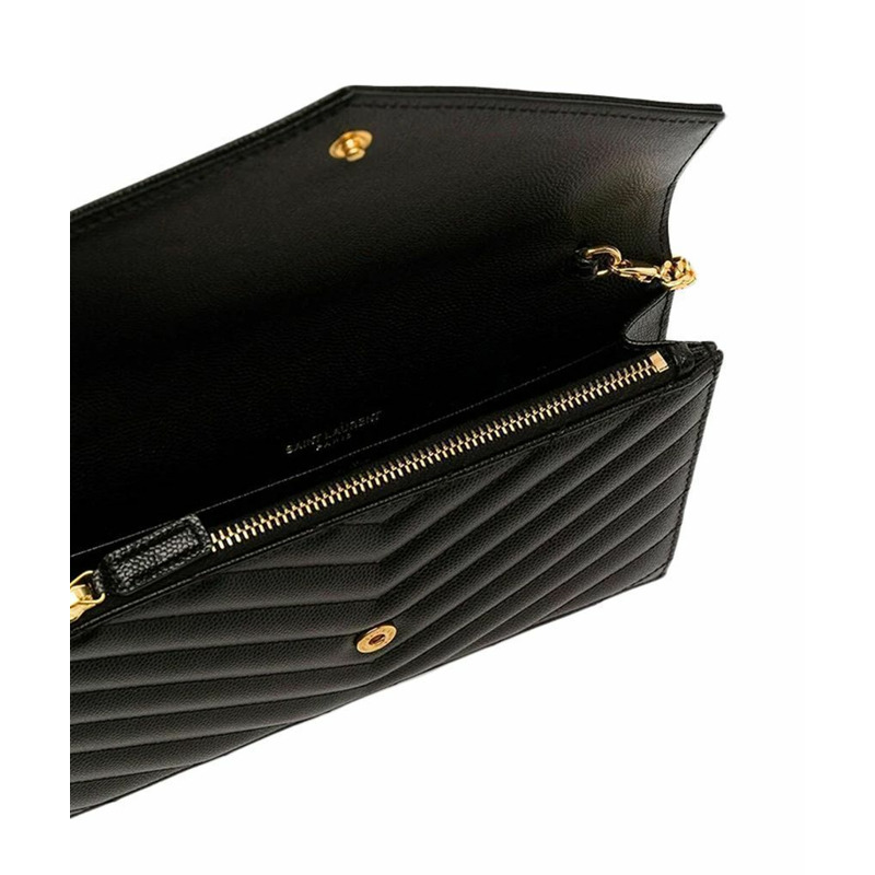 SAINT LAURENT 黑色絎縫鏈條包-6