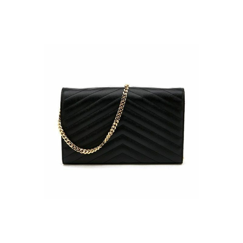 SAINT LAURENT 絎縫鏈條包，金色五金配件 377828 BOW01 1000-1