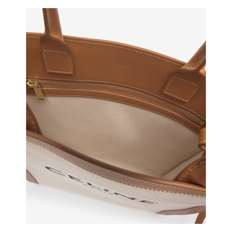 CELINE 天然棕褐色直式帆布小號包 192082BNZ-11