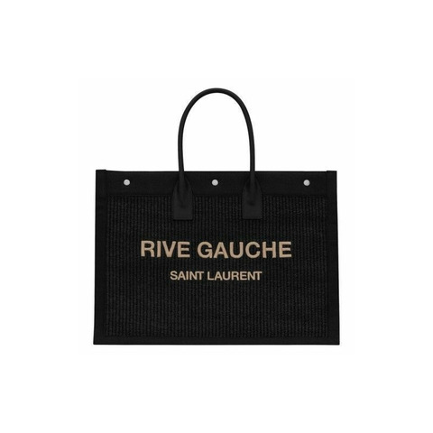 SAINT LAURENT 黑色羅紋 Ghosy 大手提袋 509415 2M21E