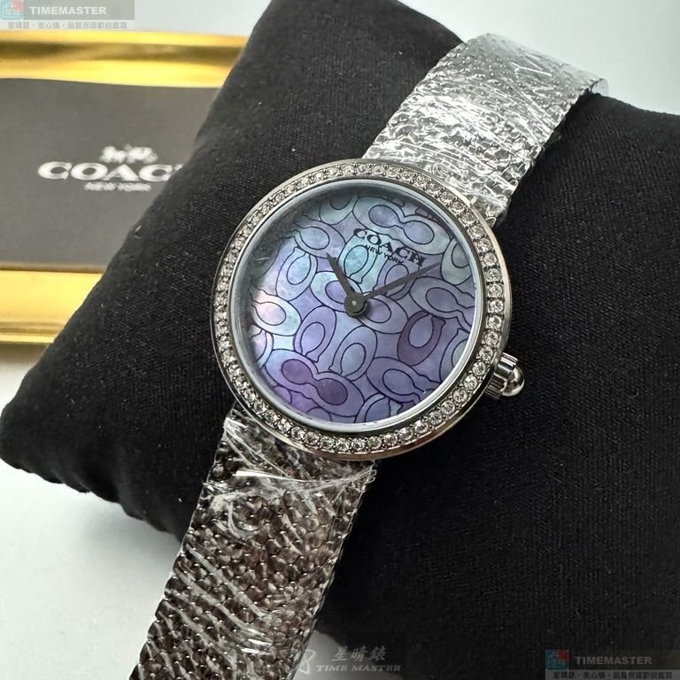 COACH手錶,編號CH00251,28mm槍灰色圓形精鋼錶殼,變色中二針顯示, 貝母錶面,鐵灰色米蘭錶帶款-1