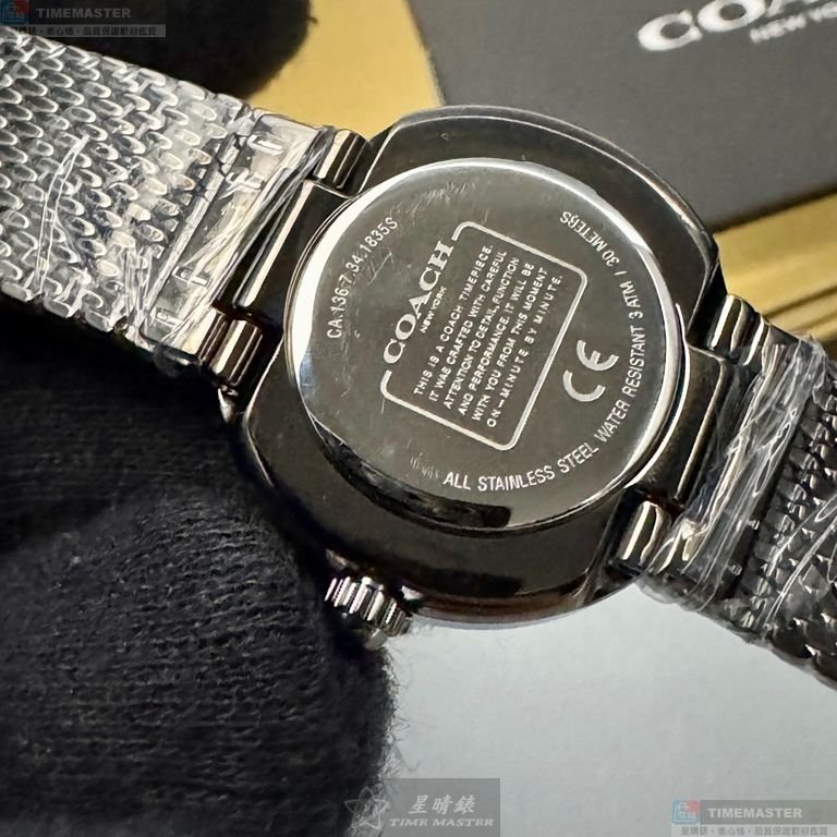 COACH手錶,編號CH00251,28mm槍灰色圓形精鋼錶殼,變色中二針顯示, 貝母錶面,鐵灰色米蘭錶帶款-4
