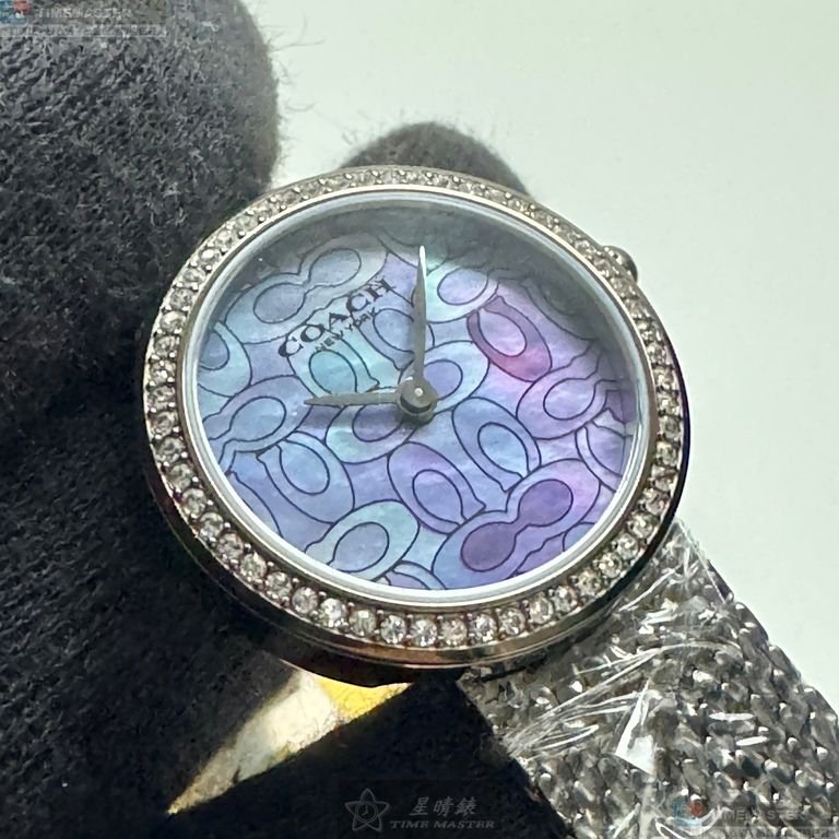 COACH手錶,編號CH00251,28mm槍灰色圓形精鋼錶殼,變色中二針顯示, 貝母錶面,鐵灰色米蘭錶帶款-7