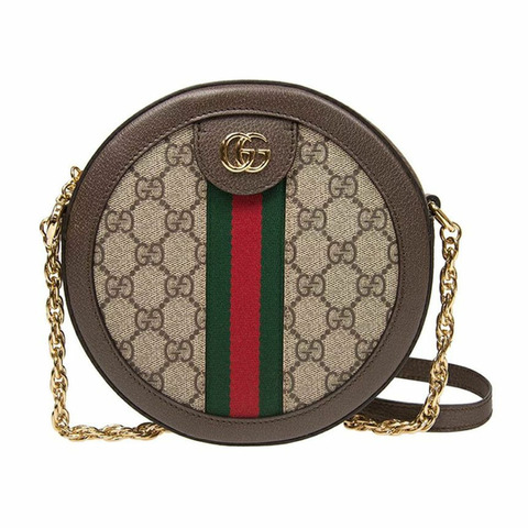 GUCCI Ophidia GG 迷你圓形鏈條包 米色 550618 96I3B 8745